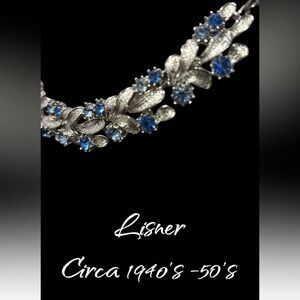 Vintage LISNER  Blue Rhinestone & Silver Necklace buy one get one